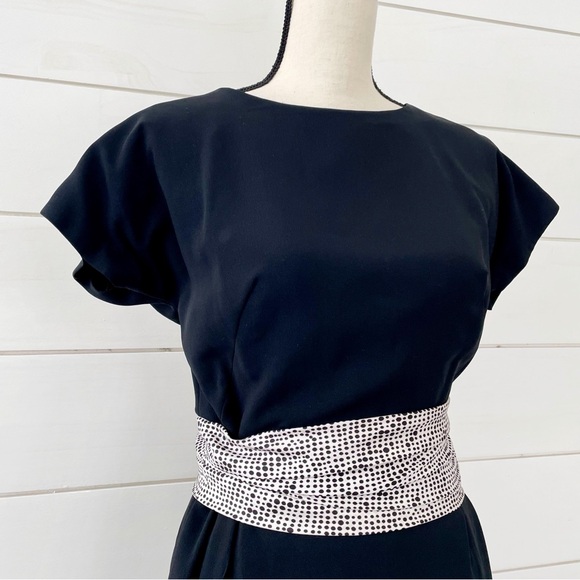 Vintage 50s Little Black Belted Sheath Dress - Picture 2 of 4